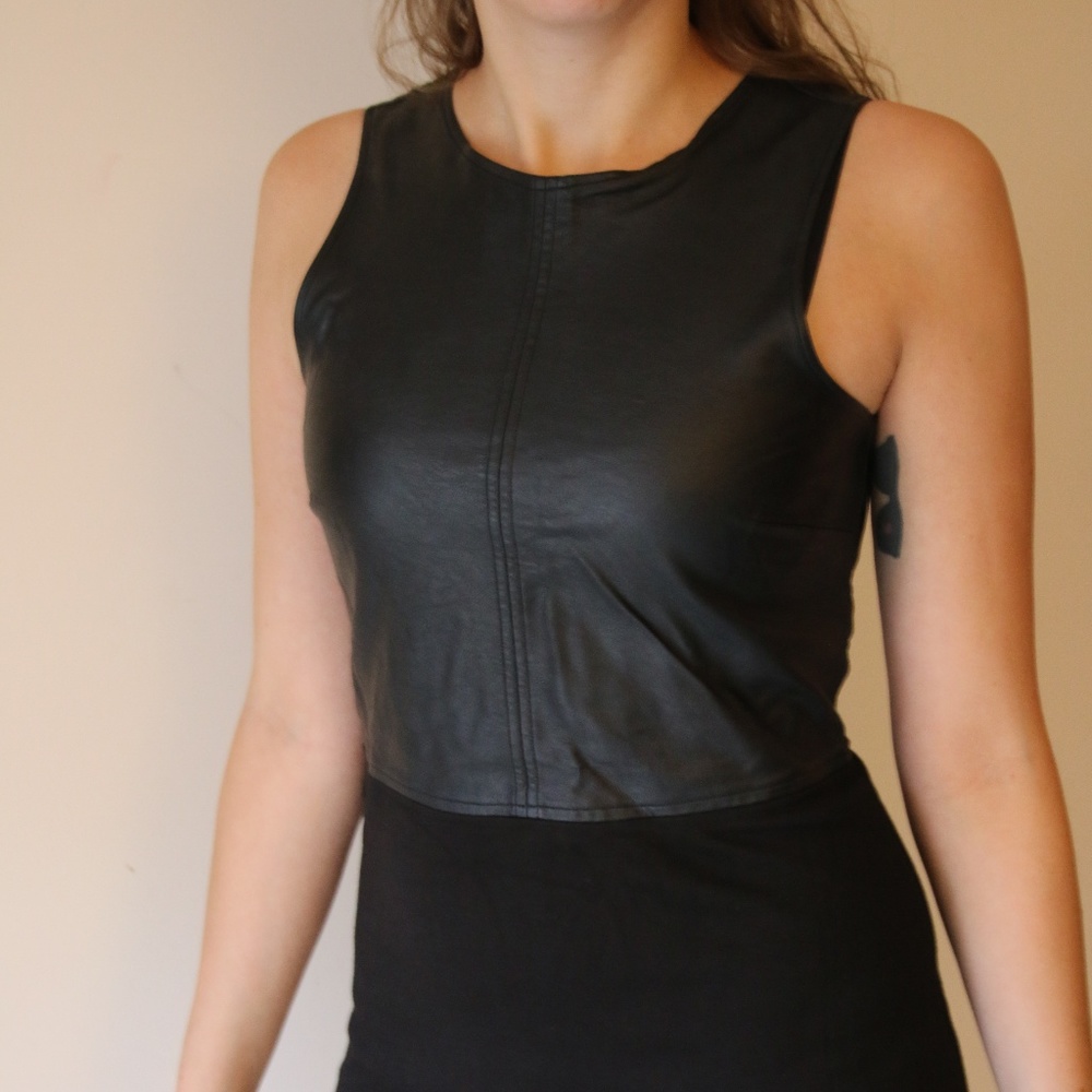 Black Divided dress, faux leather & spandex